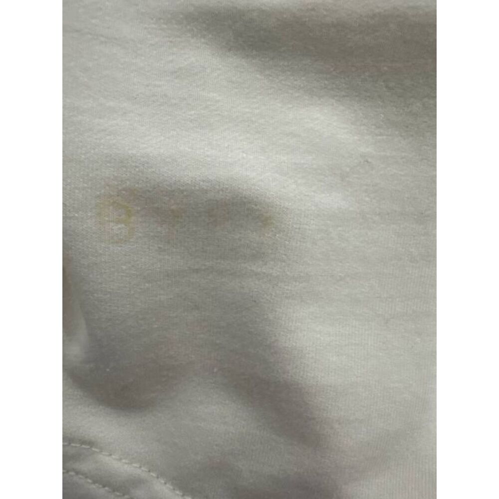 BYLT Men's Large Drop-Cut Tee Cream Curved Hem Oil Stains AS-IS